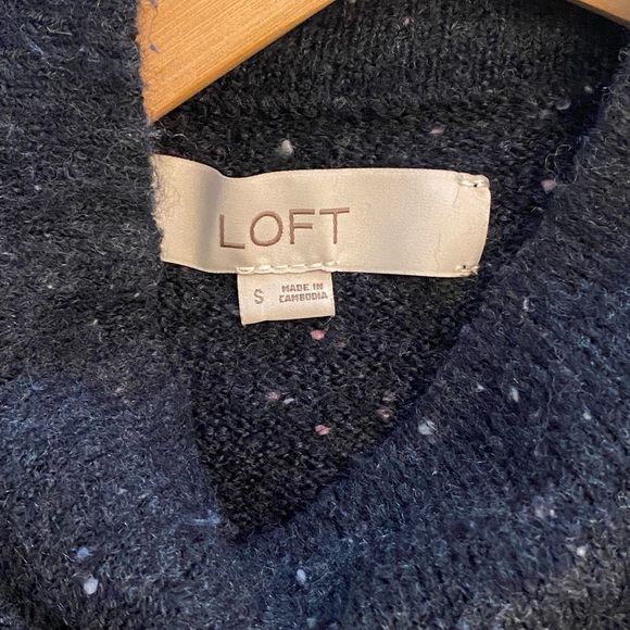 LOFT Speckled Navy Mock Neck Sweater - Picture 4 of 5